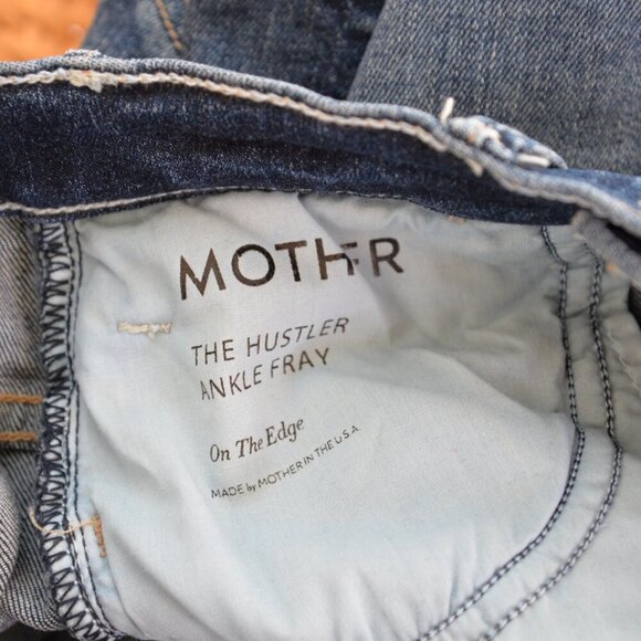 Mother Denim The Hustler Ankle Fray Jeans In Wash On The Edge Sz 24 - Picture 4 of 10